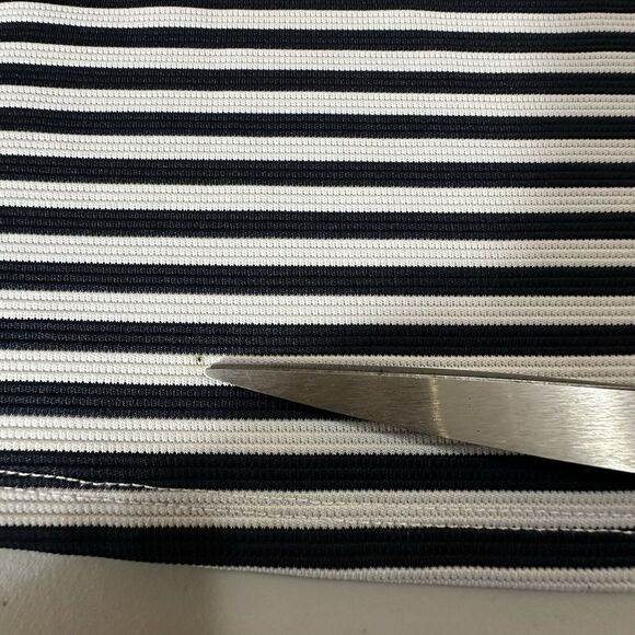 LANE BRYANT Dress Size 14 Blue/White Stripe Sleeveless Double V-Neck Back Zip - Picture 2 of 12